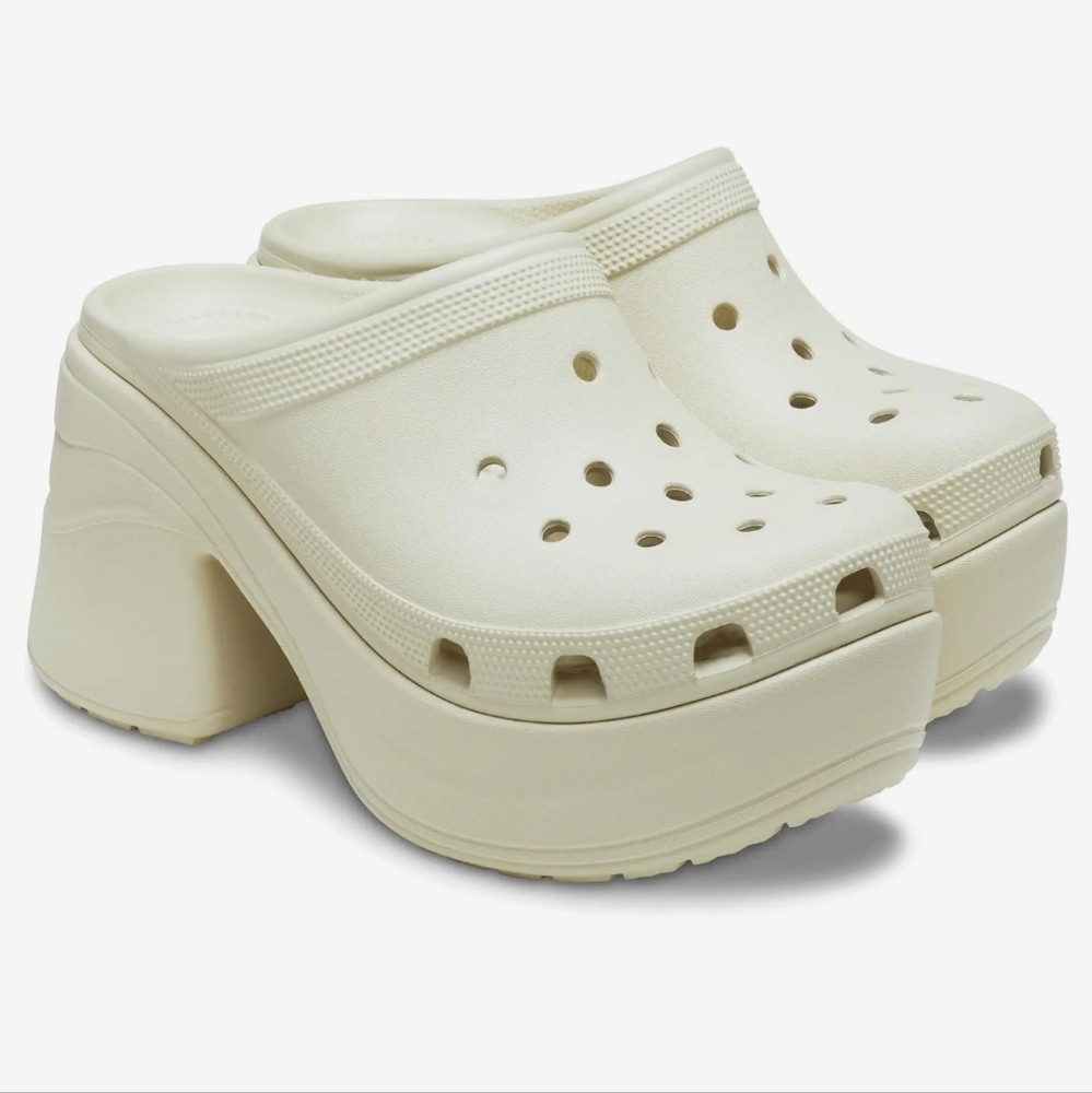 Platform Crocs Siren Clog Unisex Off-White Bone Mules Size W 12 M 10 Y2k